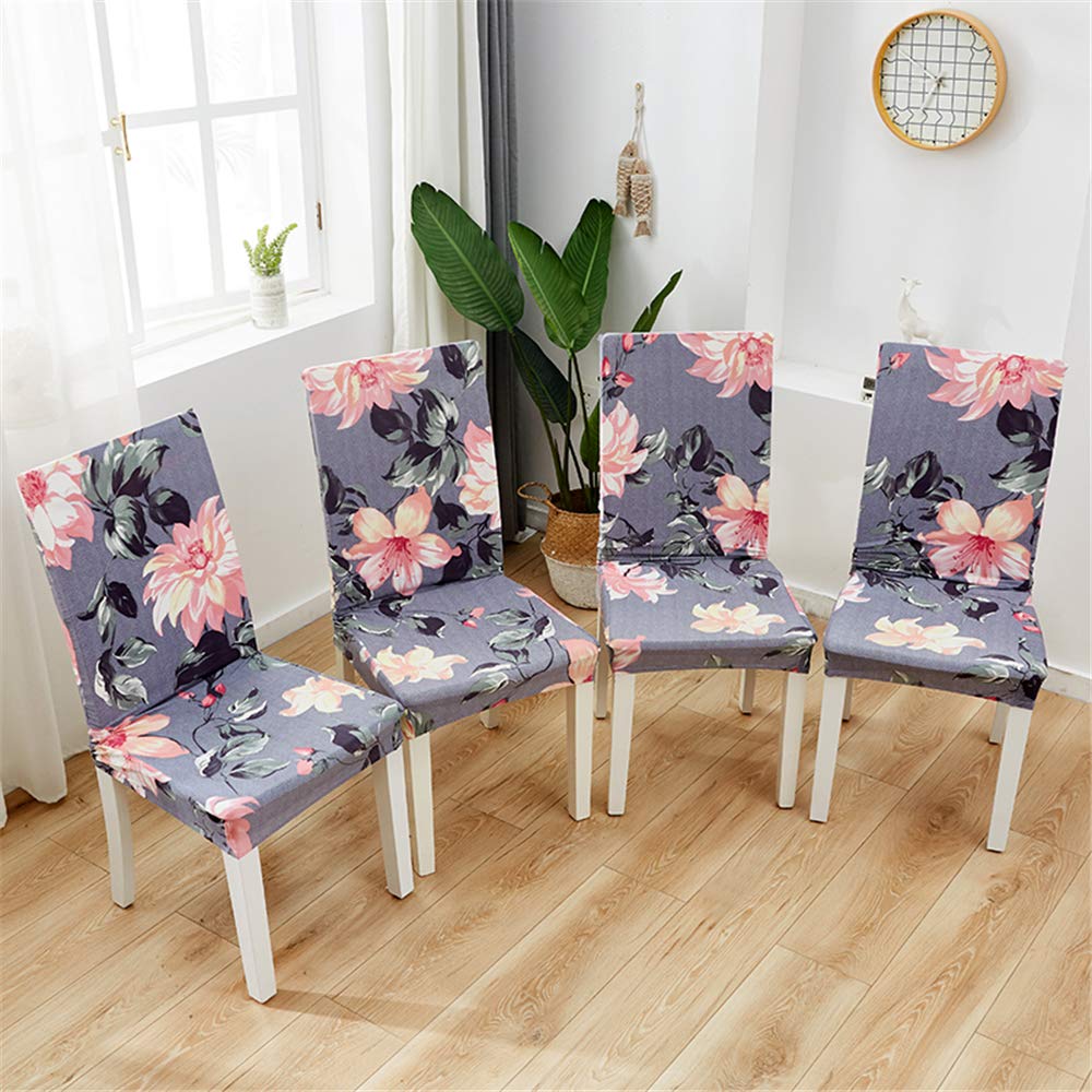 Highdi Coprisedie con Schienale 1/2/4/6 Pezzi Elasticizzato, Moderna Universale Fodere per Sedia Lavabile Estraibile Coprisedia per Sala da Pranzo Hotel Wedding Festa (Fiore Rosso,2 Pezzi
