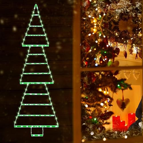 Luces de decoración de Navidad para exteriores, luces LED de Navidad de 4.6 pies, 175 luces LED de escalera, luces colgantes de pared de Navidad con