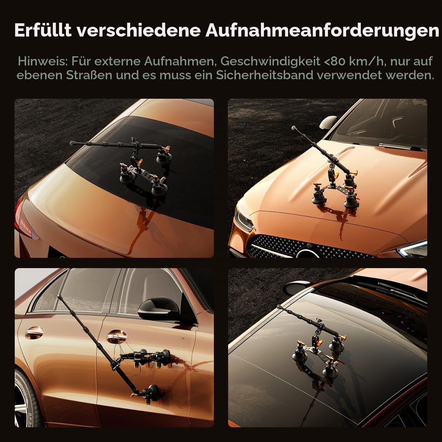 K&F CONCEPT Saugnapfhalterung Set, 360° Kugelkopf, Selfie-Stick | GoPro, Insta360, Action Cam Adapter, Telefonklemme, Schnellmontage, Auto, 1/4" Schraube, MS44