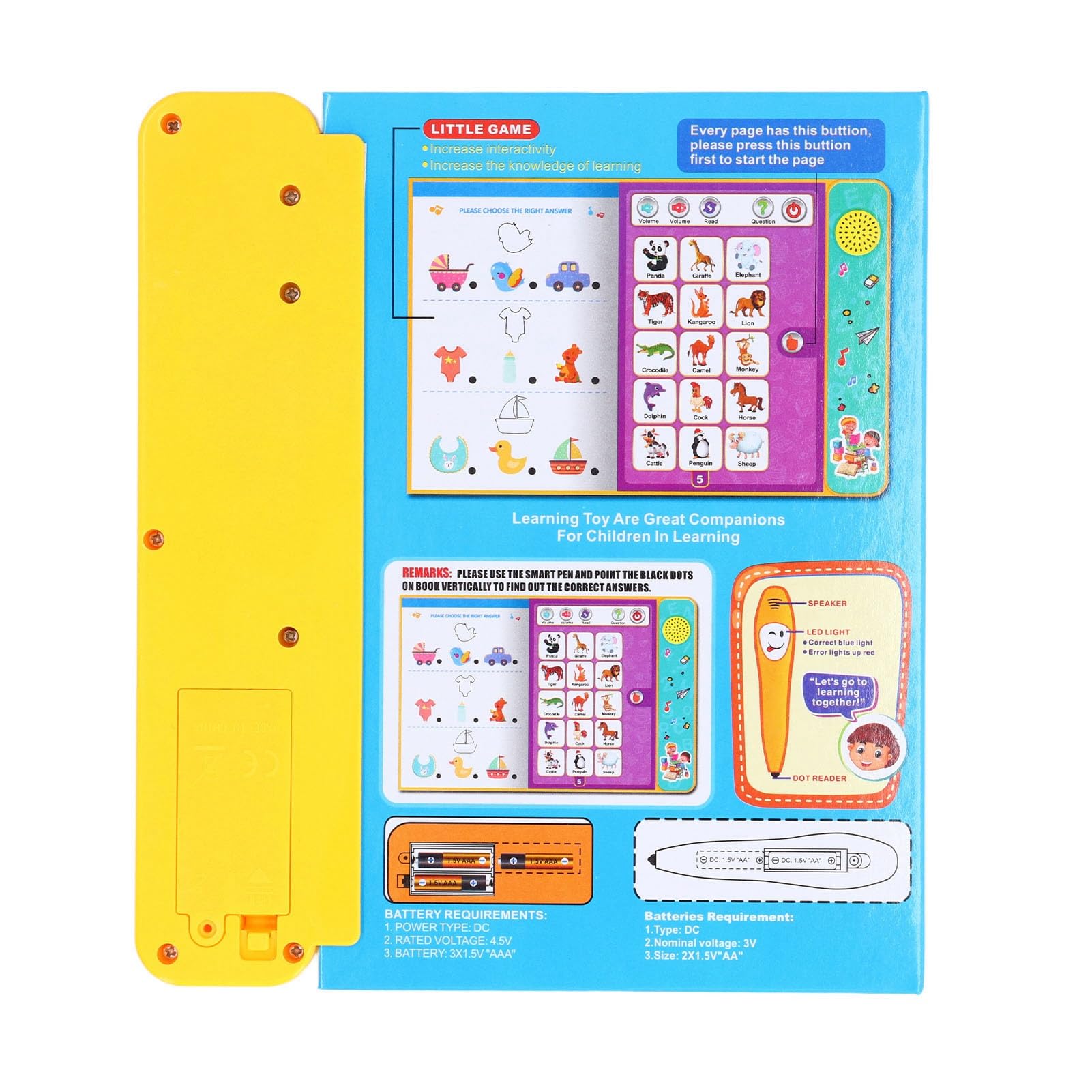 Libro Parlante per Apprendimento Elettronico Libro Sonoro Interattivo Educativo per Bambini Dai 3 Ai 6 Anni Materiale ABS 1 unità