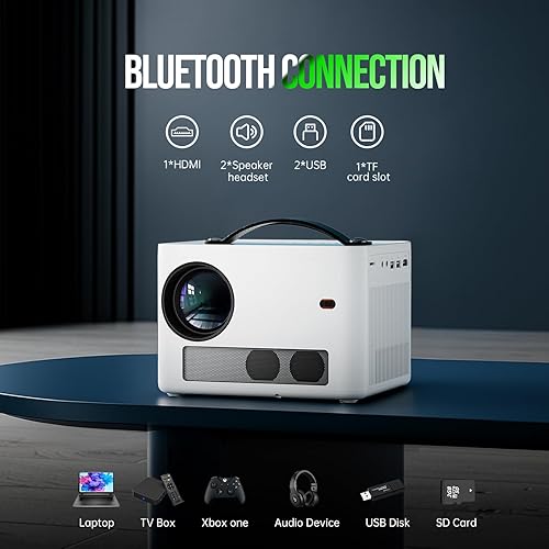 Miniatura 7 de Proyector con WiFi y Bluetooth, proyector nativo 1080P 4K compatible con proyector de película portátil Keystone vertical automático, compatible con