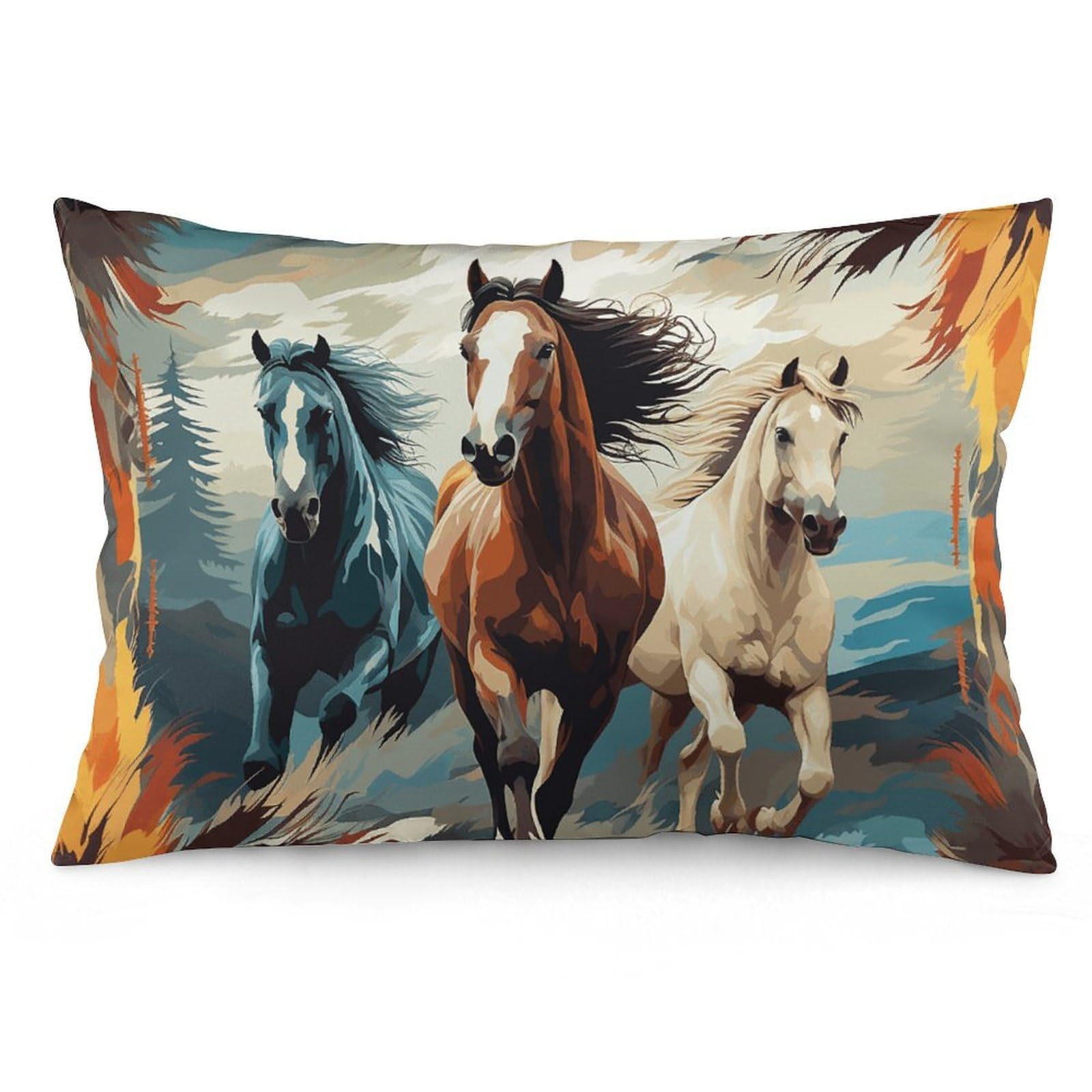 NTVOWPZO 2 Pack Decoration Throw Pillow Covers 20"x30" Pillowcases Covers A Pattern with Horses As A Background Pillowcases Modern Farmhouse Home Decor Sofa Cushions Covers for Couch Bed Living Room