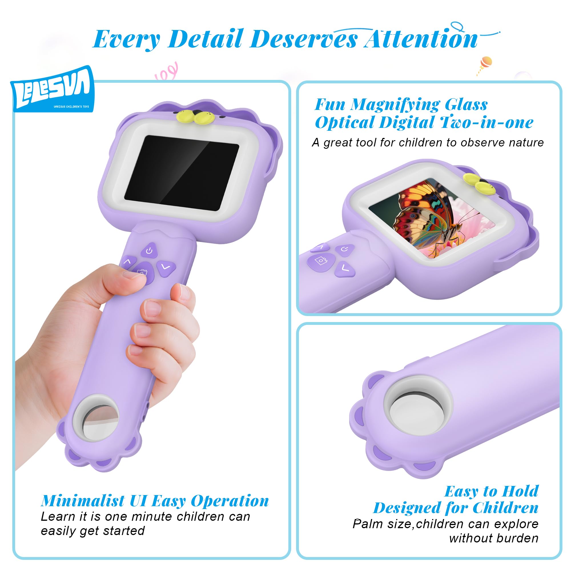 Microscopi per bambini, mini microscopio tascabile portatile per bambini piccoli, giocattoli educativi scientifici per regali di compleanno di Natale per bambini di 3 4 5 6 7 8 9 10 anni (leone)