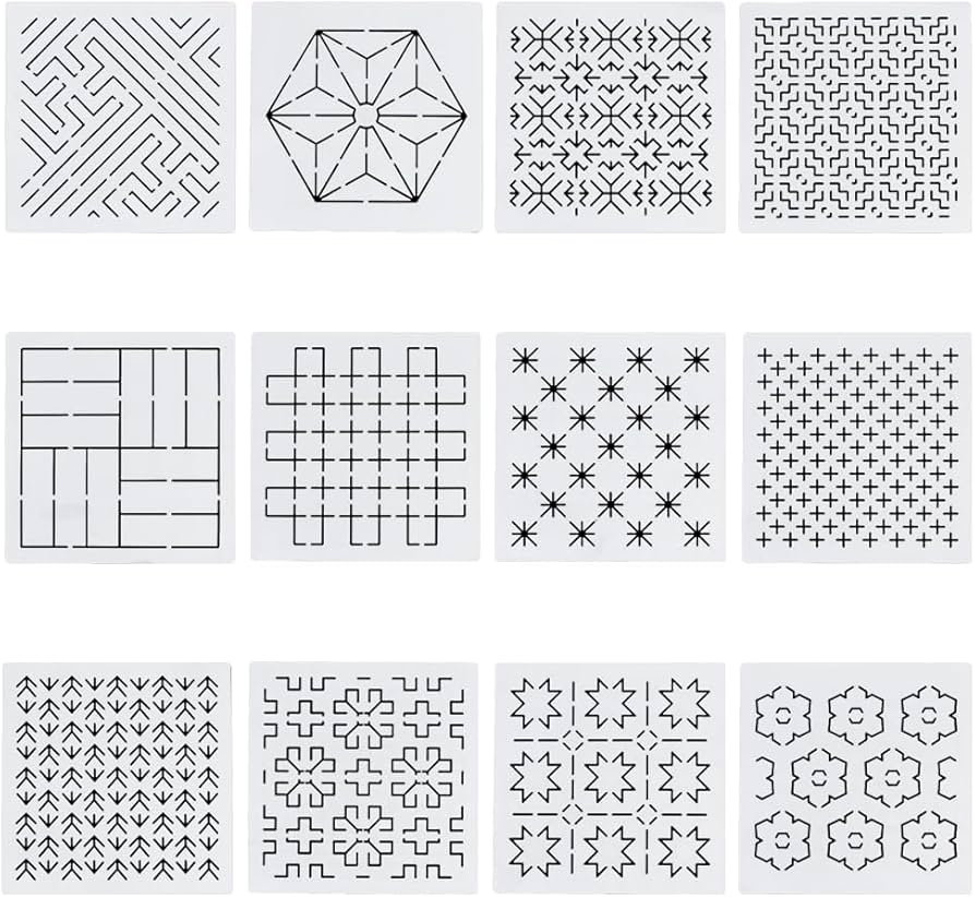 Amazon.com : FREEBLOSS 12Pcs 5.5 * 5.5inch Plastic Sashiko Stencils Drawing Stencils Embroidery Patterns 12 Different Geometric Stencils for Embroidery Sashiko Templates for Hand Quilting : Arts, Crafts & Sewing amazon-com-freebloss-12pcs-5-5-5-5inch-plastic-sashiko-stencils-drawing-stencils-embroidery-patterns-12-different-geometric-stencils-for-embroidery-sashiko-templates-for-hand-quilting-arts-crafts-sewing