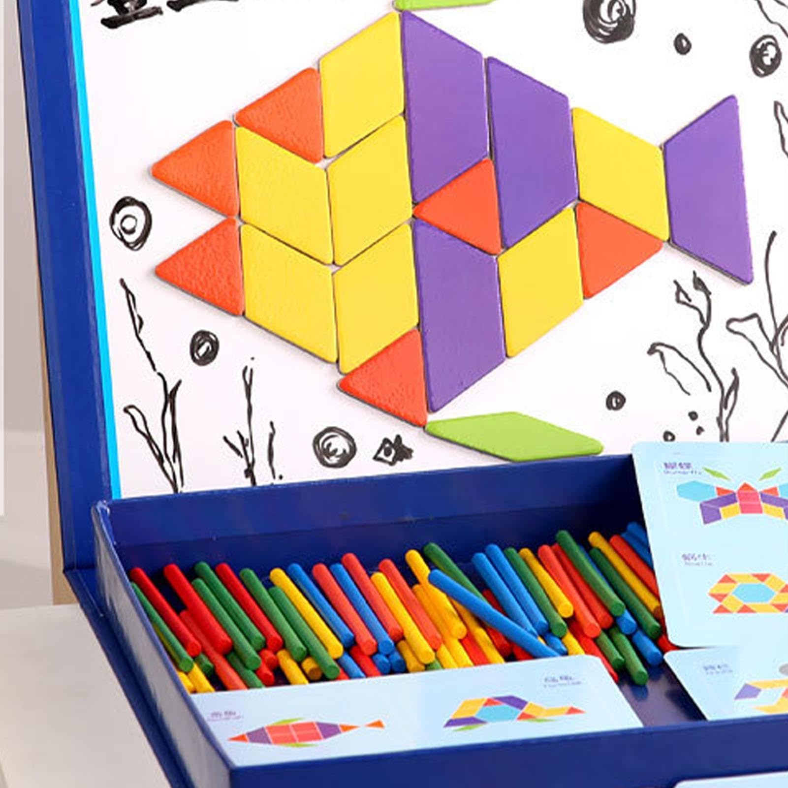 Puzzle Tangram, magnetyczne wzorów Zestaw z matematyki z drewna
