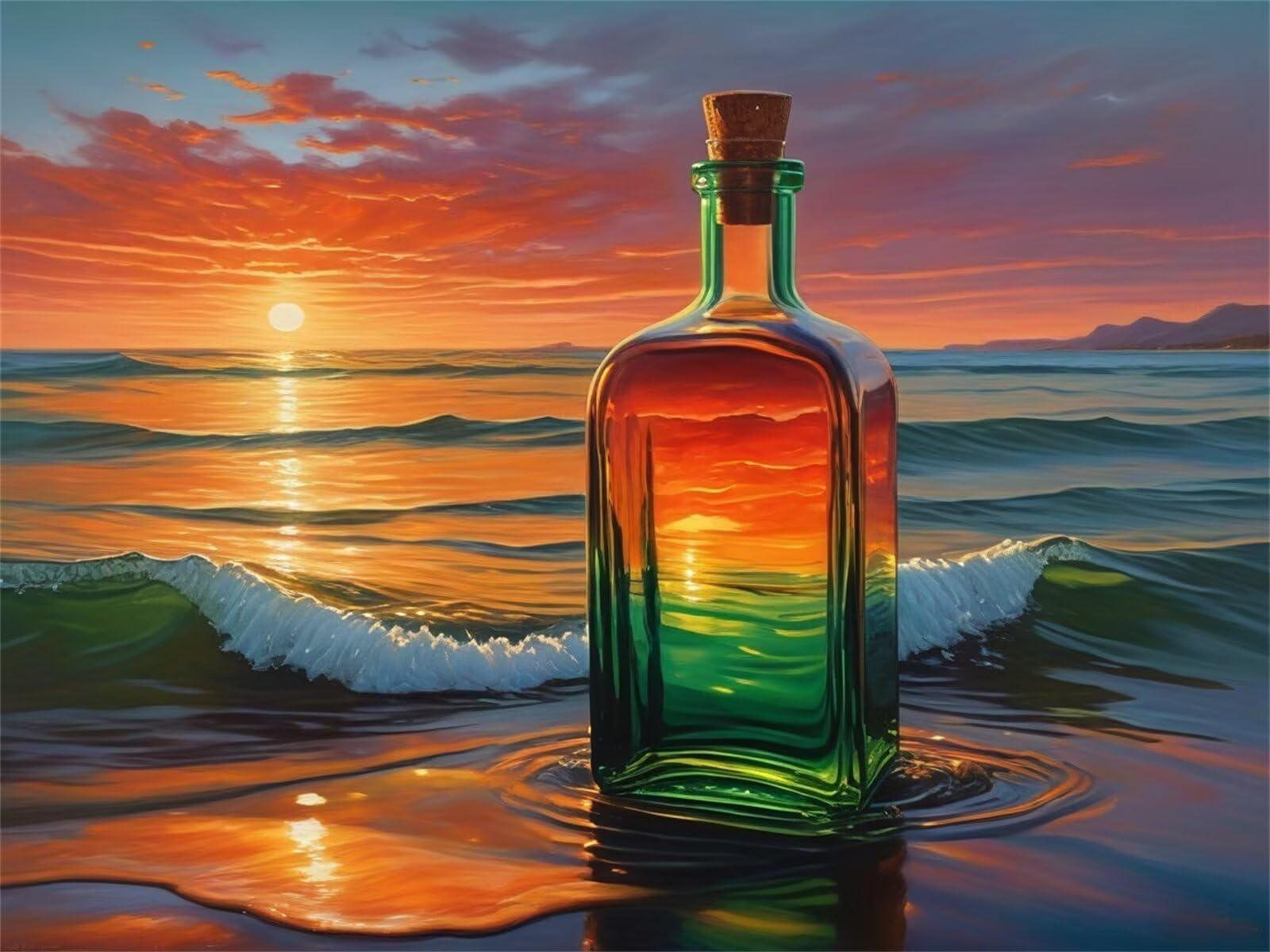 Puzzle 4000 pièces Adultes Bouteille Coucher du Soleil, Puzzle Adulte 4000 Pièces 141x87cm, Jeu éducatif Classique Puzzles, Puzzle Coloré Difficile pour Toute la Famille