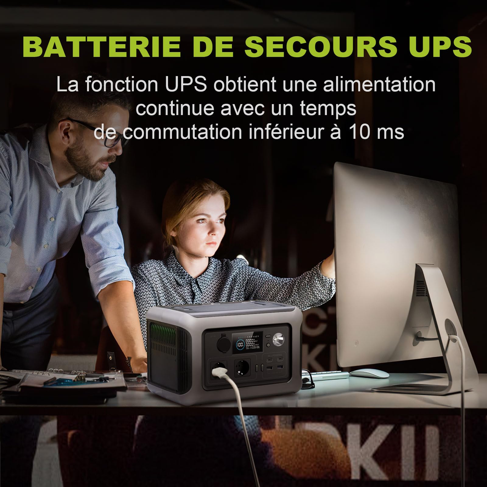 ALLPOWERS R600 Station électrique portable 299Wh, batterie LiFeP04 avec 3500 cycles+, Recharge de 0 à 80% en 30 minutes, Chargement rapide sans fil 15W, générateur solaire pour camping, extérieur
