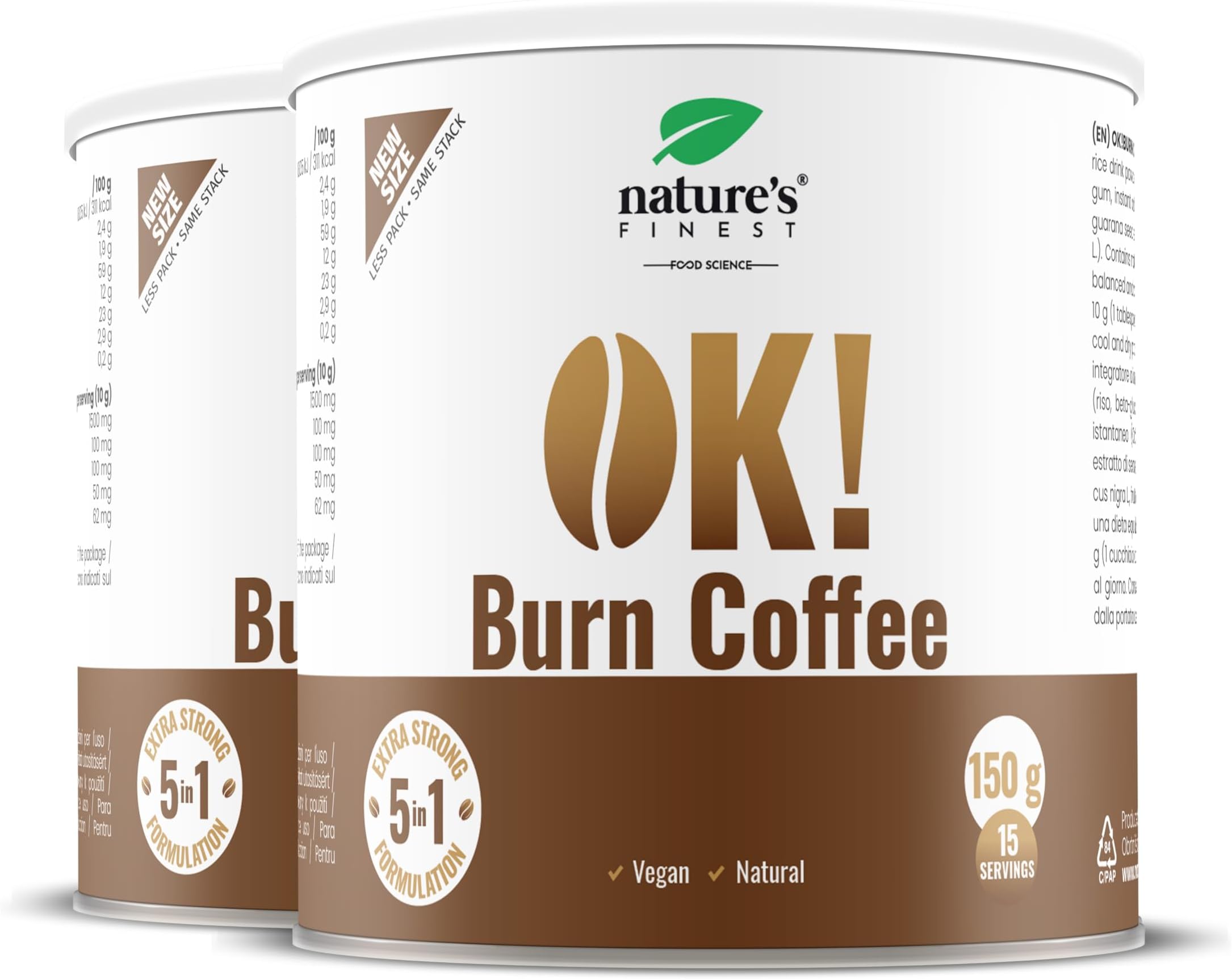 Coffee, Functional Instant Coffee with L-Carnitine, Guarana and Elderberry, Keto-Friendly Powder, 150g (Pack of 2)