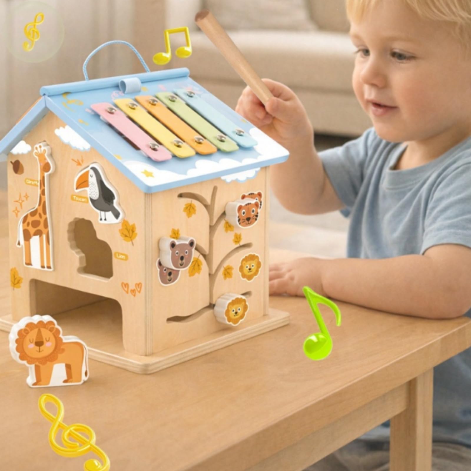 Aktivitätshaus Pädagogisch Steckspielhaus Tragbar Pädagogisch-spielzeug für Babys, Kindergarten