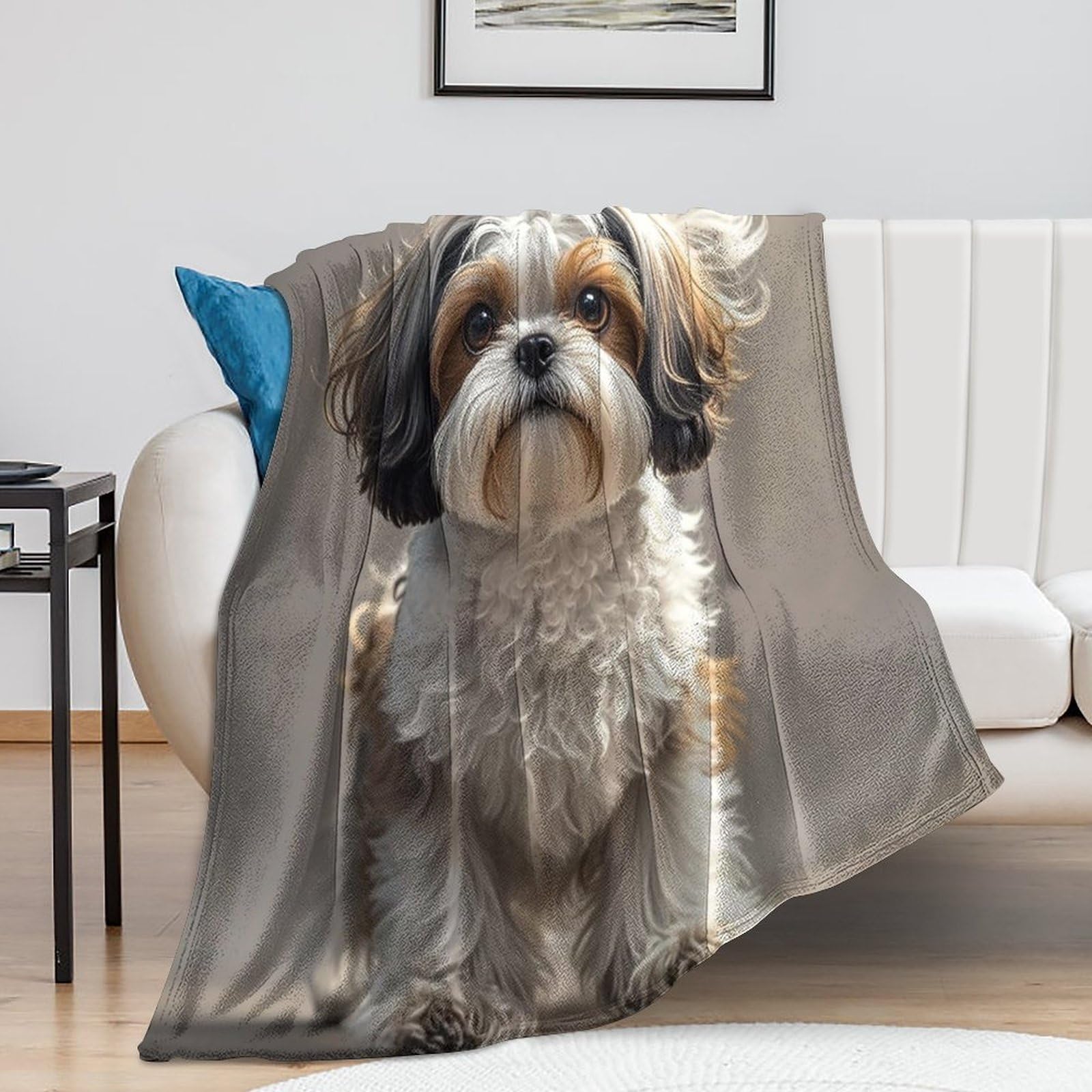 Couverture Shih Tzu en peluche contre le froid nocturne douce et légère