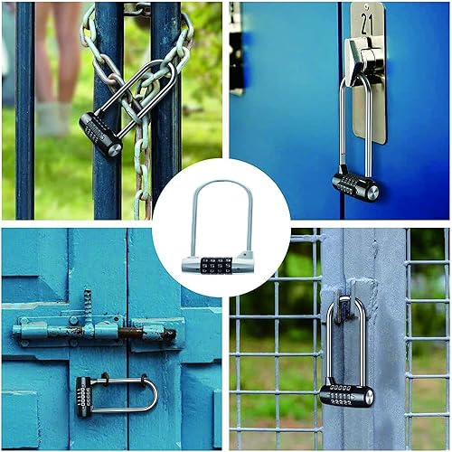 Miniatura 7 de Candado de combinación de 4 dígitos, candado de combinación reiniciable, grillete impermeable reiniciable, candado para gimnasio, gabinetes