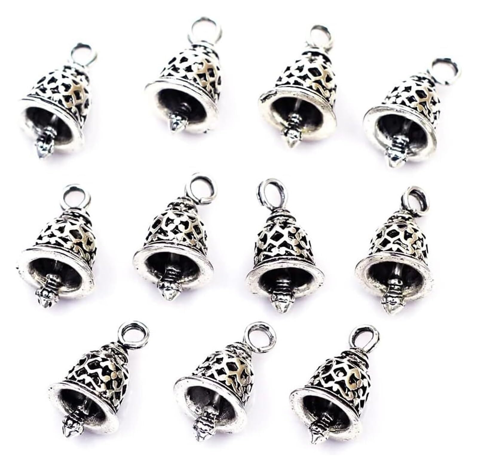 Campane artigianali, ornamenti for campane di Natale, campanelli artigianali, ciondolo for piccole campane di Natale, campana di Natale cava(15x11.5mm)