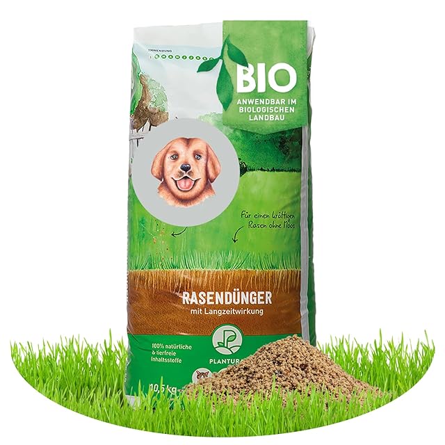 Plantura Plantura Bio-Rasendünger Frühjahr/Sommer, 100% organischer Langzeitdünger für sattgrünen Rasen, 3 Monate Wirkung, gesunder Rasen verdrängt Moos & Unkraut, staubarmes Granulat, 10,5 kg für 250 m² — Saat & Dünger