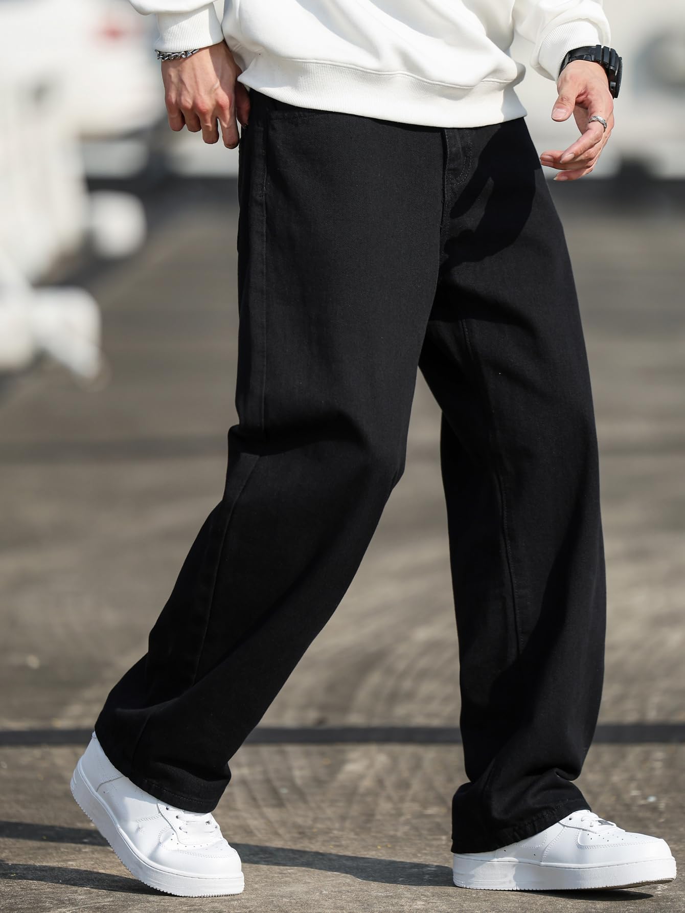 Jeans da uomo con taglio largo, Y2K, pantaloni da skater, con gamba dritta, Hip-Hop Streetwear