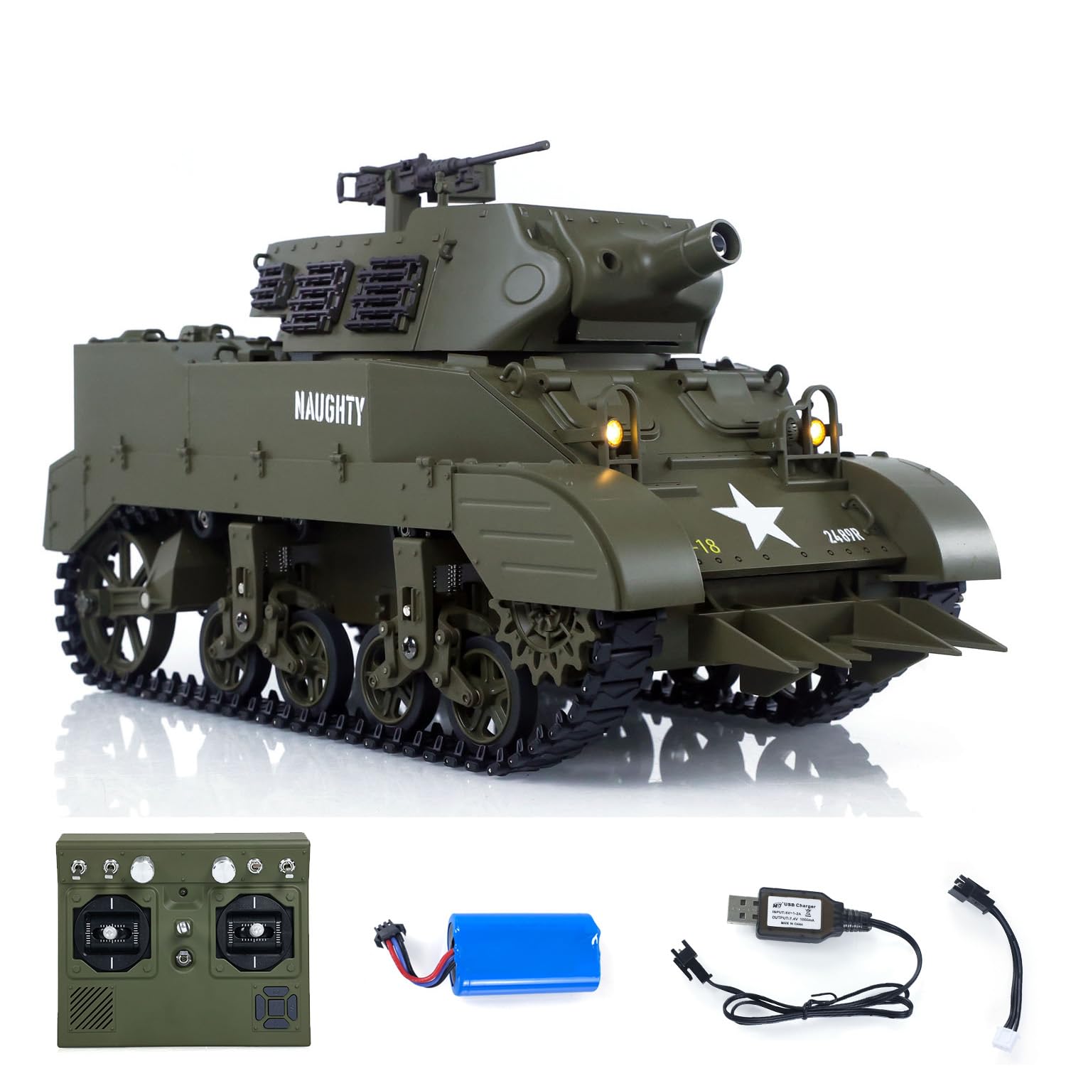 TOUCAN RC HOBBY 1/16 CoolBank RC Tank M8 HMC Scott Radio Controlled Battle Tank Simulation 360° Tower Rotatable Smoke Sound Lights RTR Combat Vehicle Outdoor