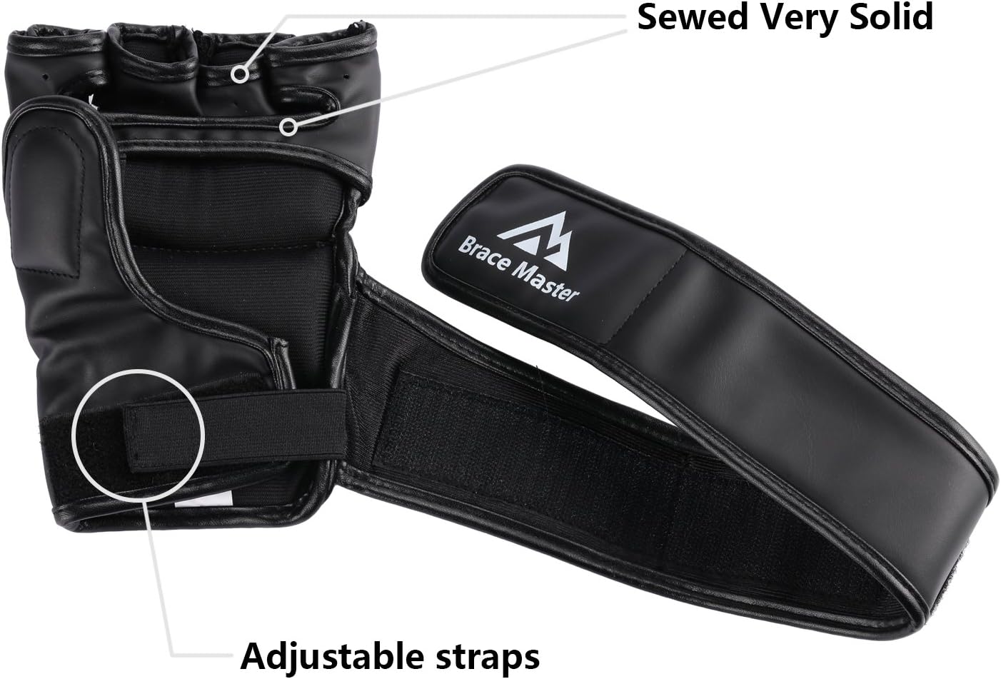 Brace Master MMA Gloves UFC Gloves Boxing Gloves for Men Women Leather More Paddding Fingerless Punching Bag Gloves for Kickboxing, Sparring, Muay Thai and Heavy Bag : Sports & Outdoors