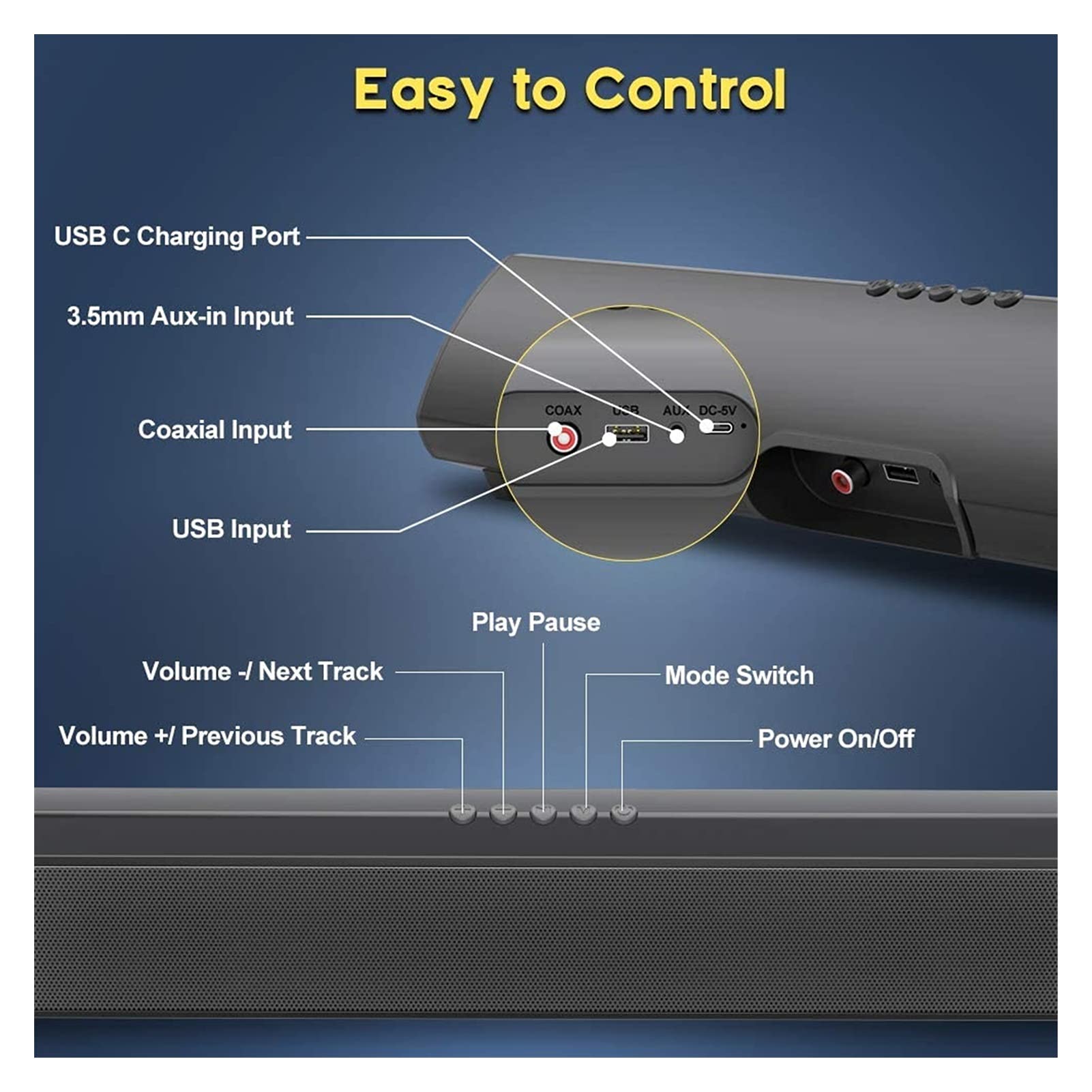 Soundbar Soundbar Per TV, Altoparlante Senza Fili Bluetooth Cablato Home Theater Per Desktop/Laptop/Computer/Proiettori/Smartphone