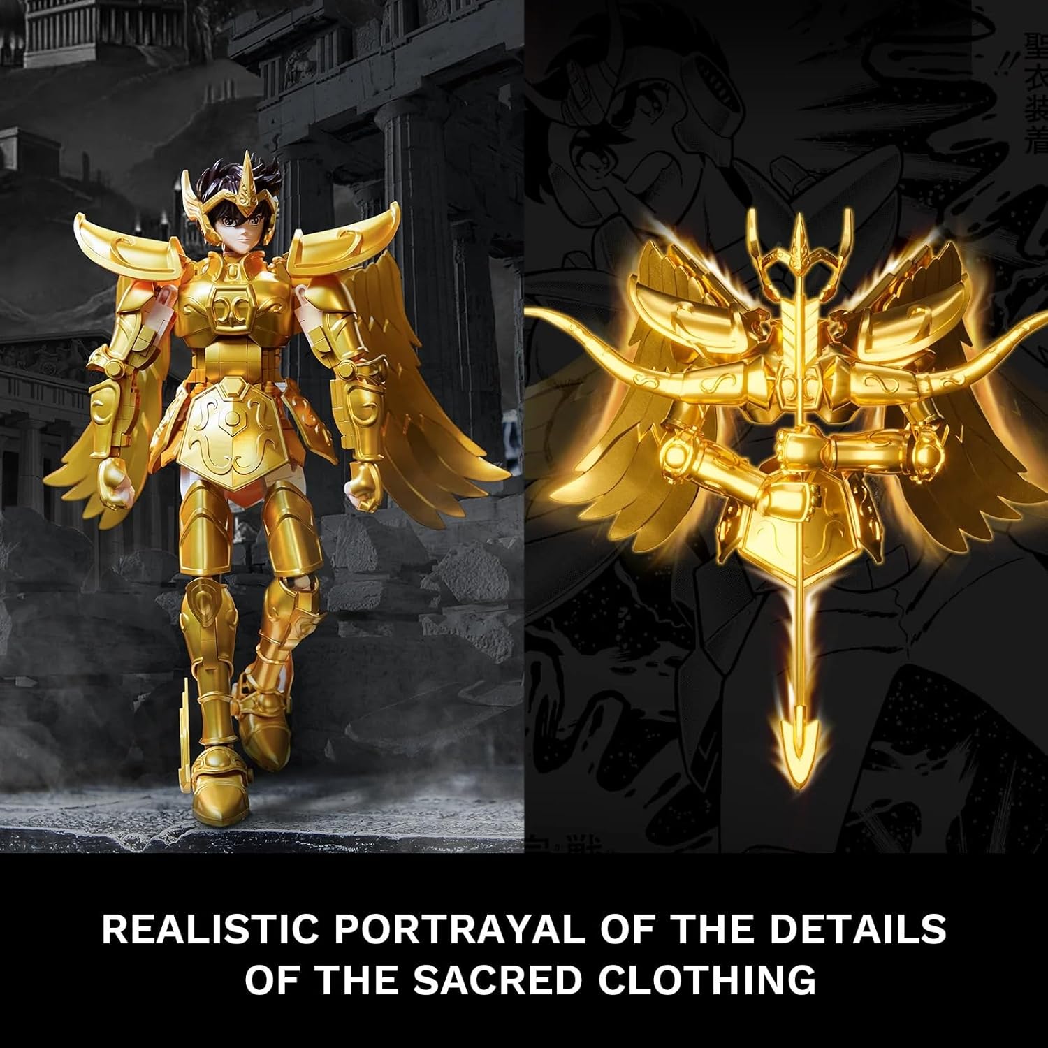 PAN TASY Aioros Knight Sagittarius Set Construction 40 cm Knights of The Zodiac