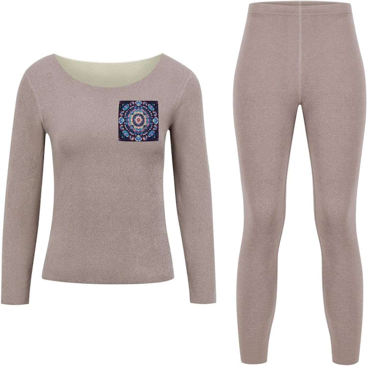 Flowers Moon Butterfly Thermal Underwear Set for Women Long Johns Women Base Layer Top Bottom for Cold Weather