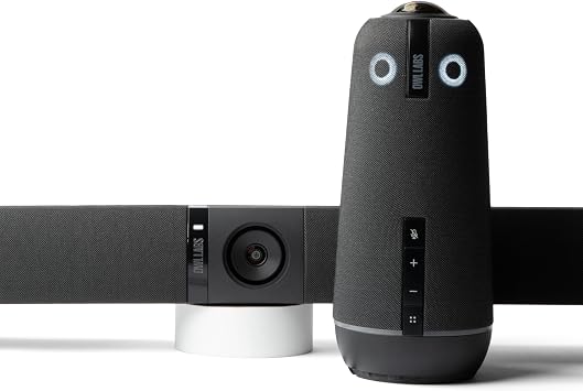 Meeting Owl 4+ and Owl Bar Bundle Intelligent 360-Degree 4K Video Multi-Camera Conferencing Bundle Automatic Speaker Focus, Smart Camera Switching, Wireless Pairing