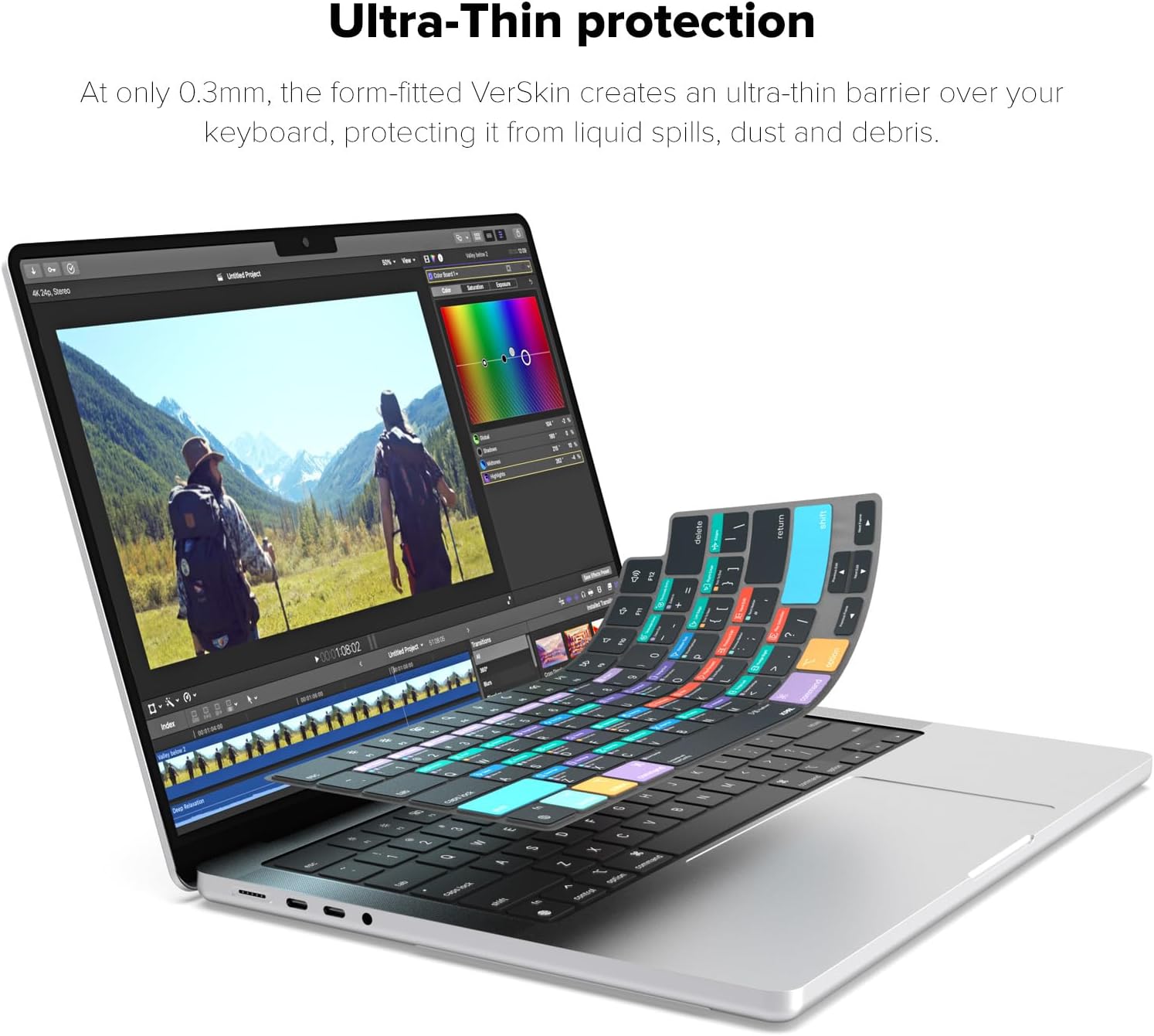 JCPal Final Cut Pro Shortcut Guide Keyboard Cover for Apple MacBook Pro 14 inch / 16 inch (M1–M5), MacBook Air 13 inch / 15 inch (M2–M5) and MacBook Neo (US–Layout)