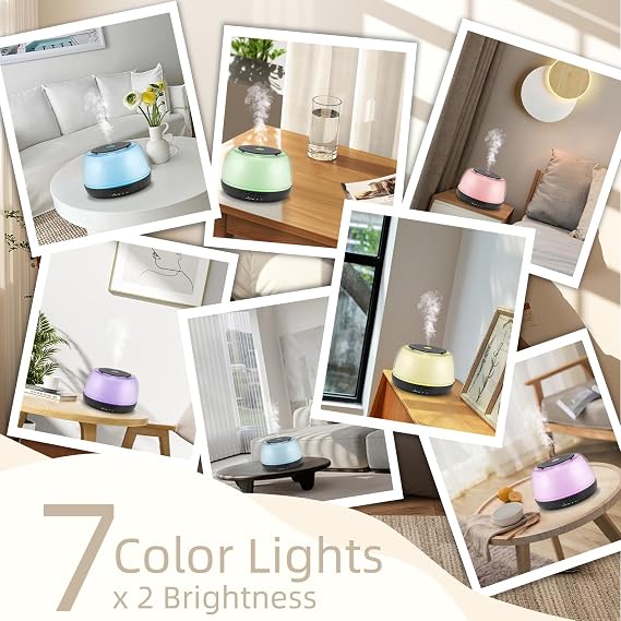 Marchred 300ML Essential Oil Diffuser - 8-Hour Aromatherapy with Remote Control, 7-Color LED Lights, 4 Timer Settings for Home
