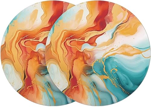 Miniatura 87 de Juego de 6 manteles individuales redondos resistentes al calor de mármol dorado de 15 pulgadas para decoración de mesa de comedor resistente al