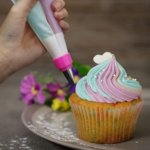 Miniatura 2 de SNAIL GARDEN Juego de 38 bolsas de silicona para pastelería, 9 unidades, 3 tamaños, reutilizables, con 2 bolsas de pastelería de dos colores, 11