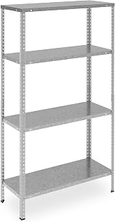 Relaxdays Estantería Metálica, 4 Baldas, 160 kg, Cargas Pesadas, Sótano, Acero Galvanizado, 150 x 75 x 30 cm, Plateado