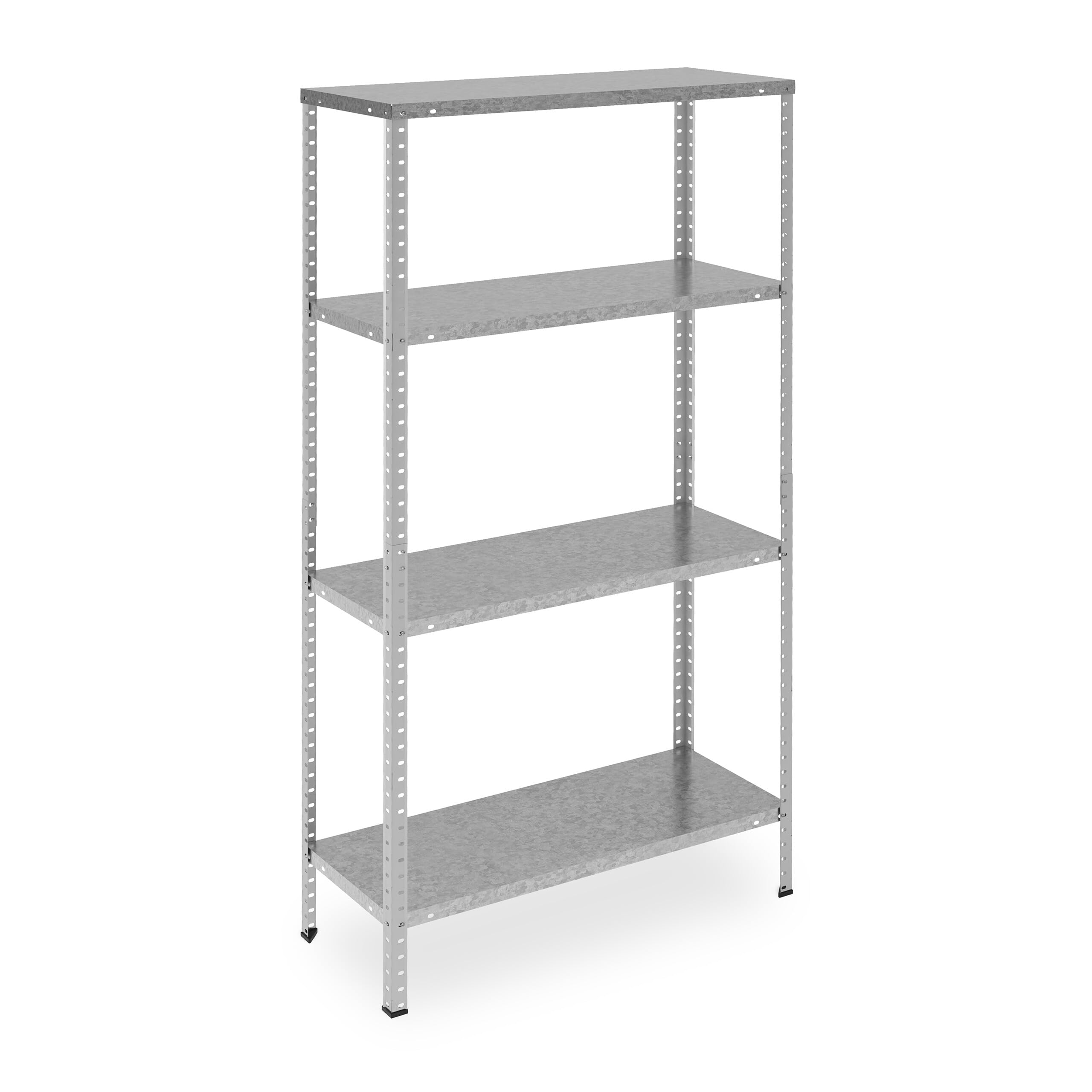 Relaxdays Metal Shelving Unit, Galvanised Steel, 4 Tiers, up to 160 kg, Heavy Duty, Storage, 150 x 75 x 30 cm, Silver