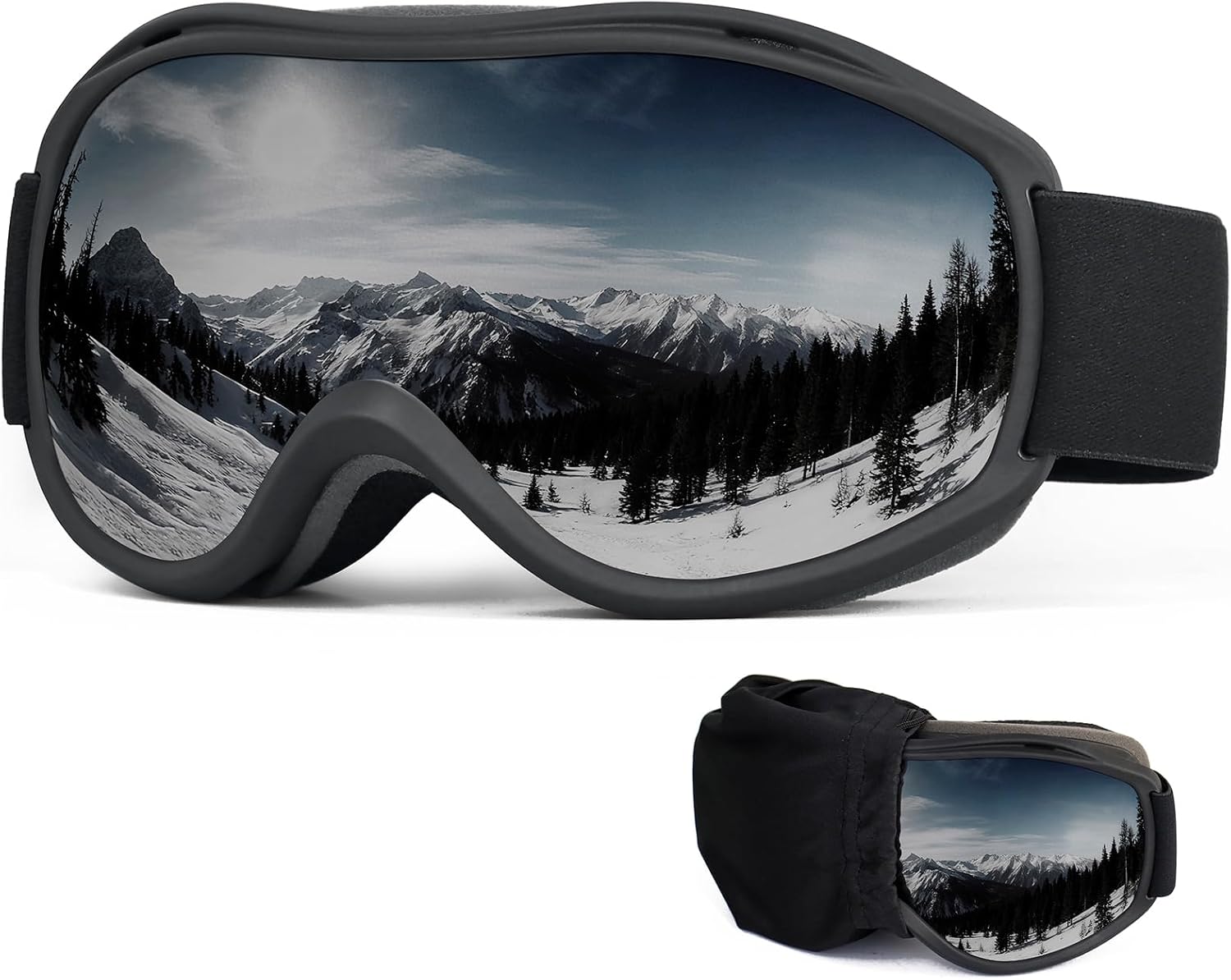 FMY Ski Snowboard OTG Goggles,Anti Fog UV400 Protection Skiing Snowmobile Goggles for Men Women Youth