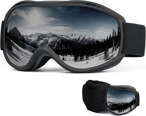 FMY Gafas de esquí y snowboard OTG, protección UV400, anti niebla, gafas de esquí para motos de nieve para hombres, mujeres y jóvenes