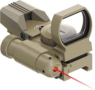 Reflex Sight - 4 Reticle Red & Green Dot Sight Optics with Integrated Red/Green Laser Sight Less Than 5mW Output