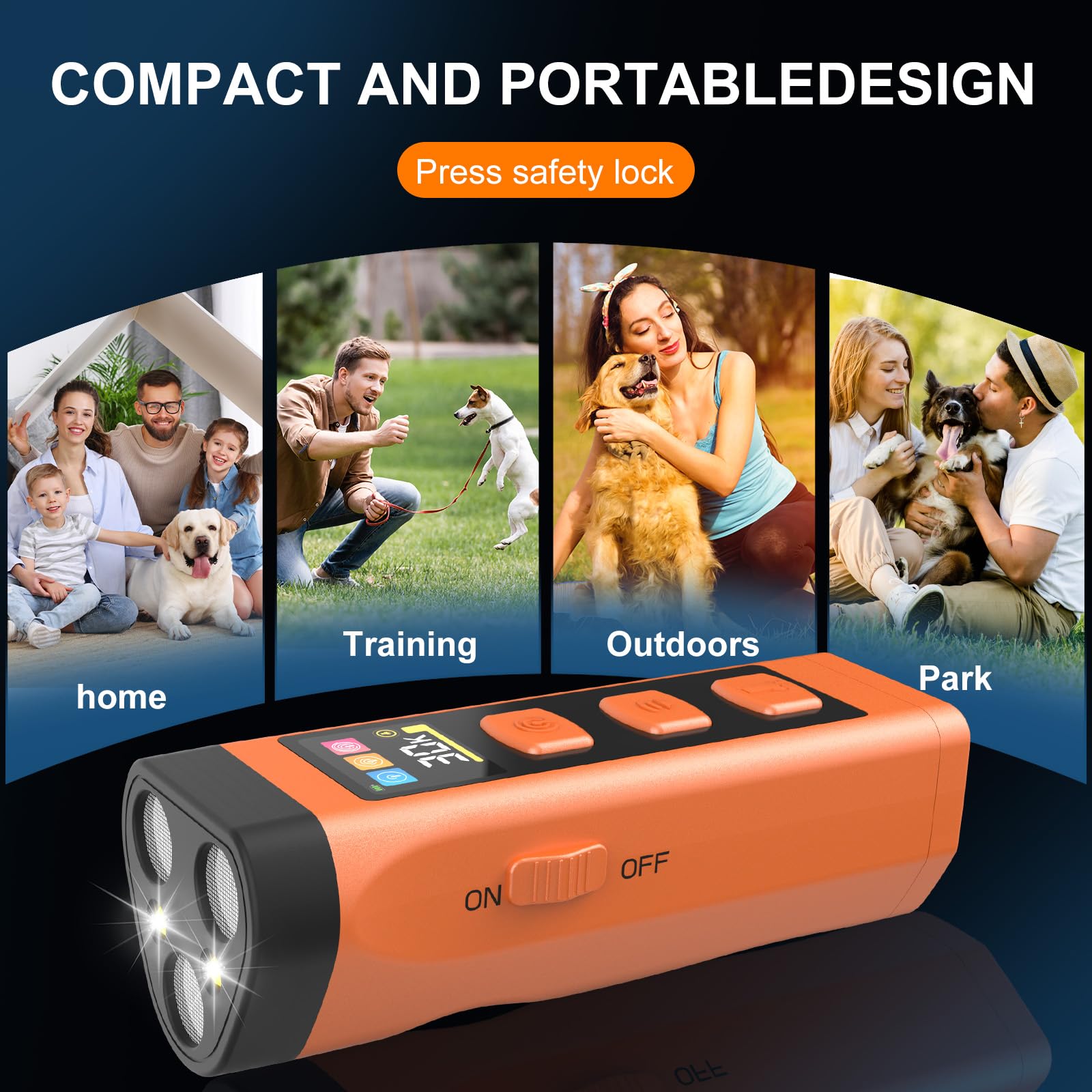 Juego de 2 dispositivos antiladridos para perros con pantalla a color, recargable, 2000 mAh, con 4 ajustes de frecuencia (25/30/40/55 kHz), alcance de 20 m, seguro y eficaz para su uso en