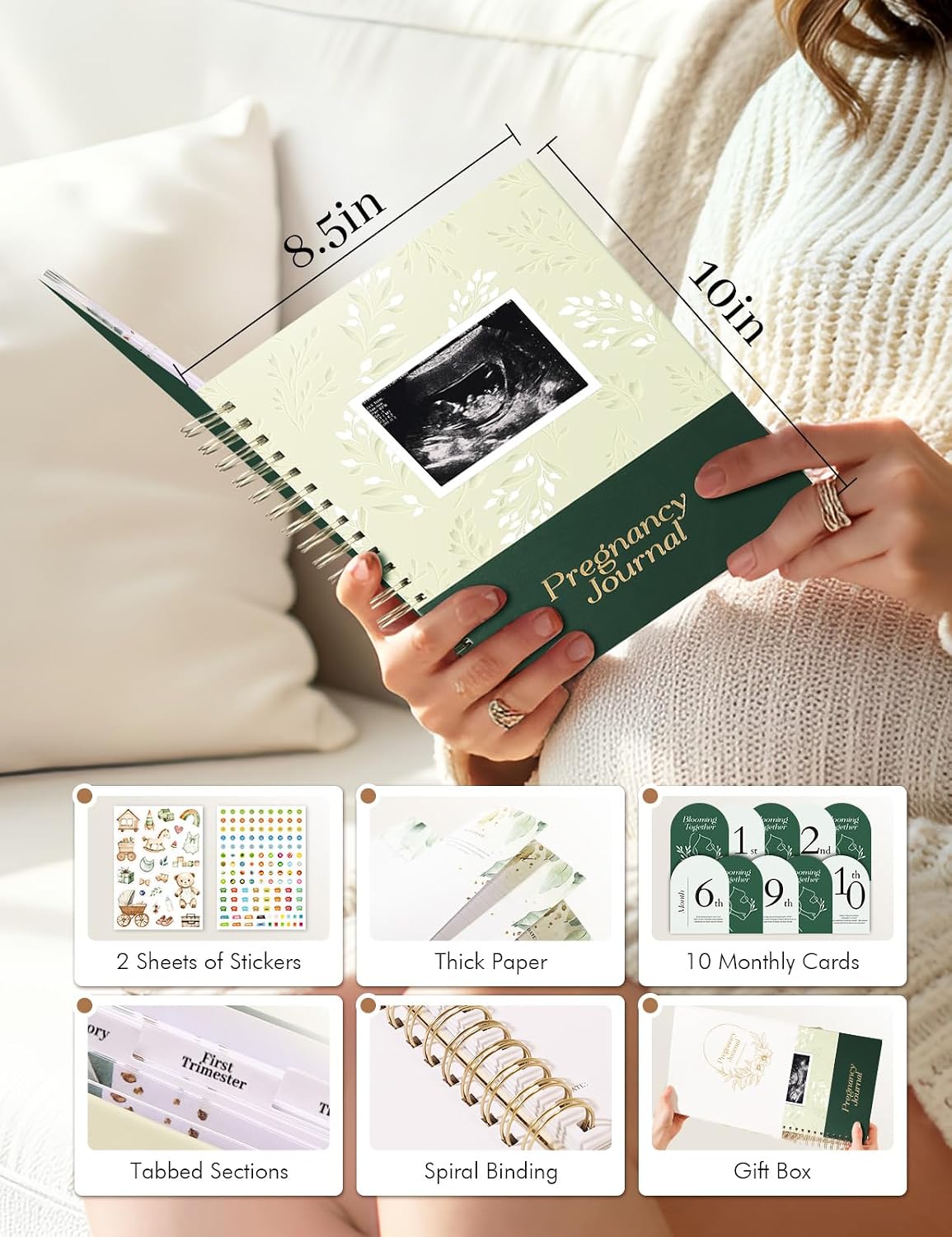Molekaus Pregnancy Journal for First Time Moms: 146 Pages Hardcover Pregnancy Memory Book - Ultrasound Baby Scrapbook - Pregnancy Journals to Capture Every Milestone - Mom To Be Gift