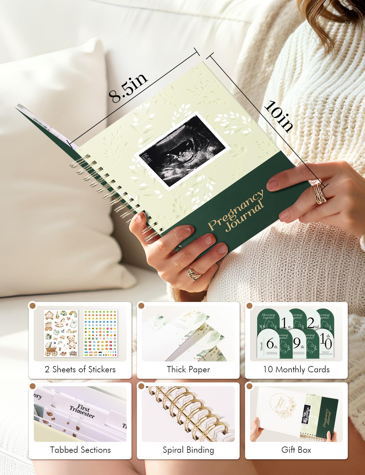 AISBUGUR Pregnancy Journal for First Time Moms, 146 Pages Hardcover Pregnancy Memory Book, Ultrasound Baby Scrapbook - Image 2