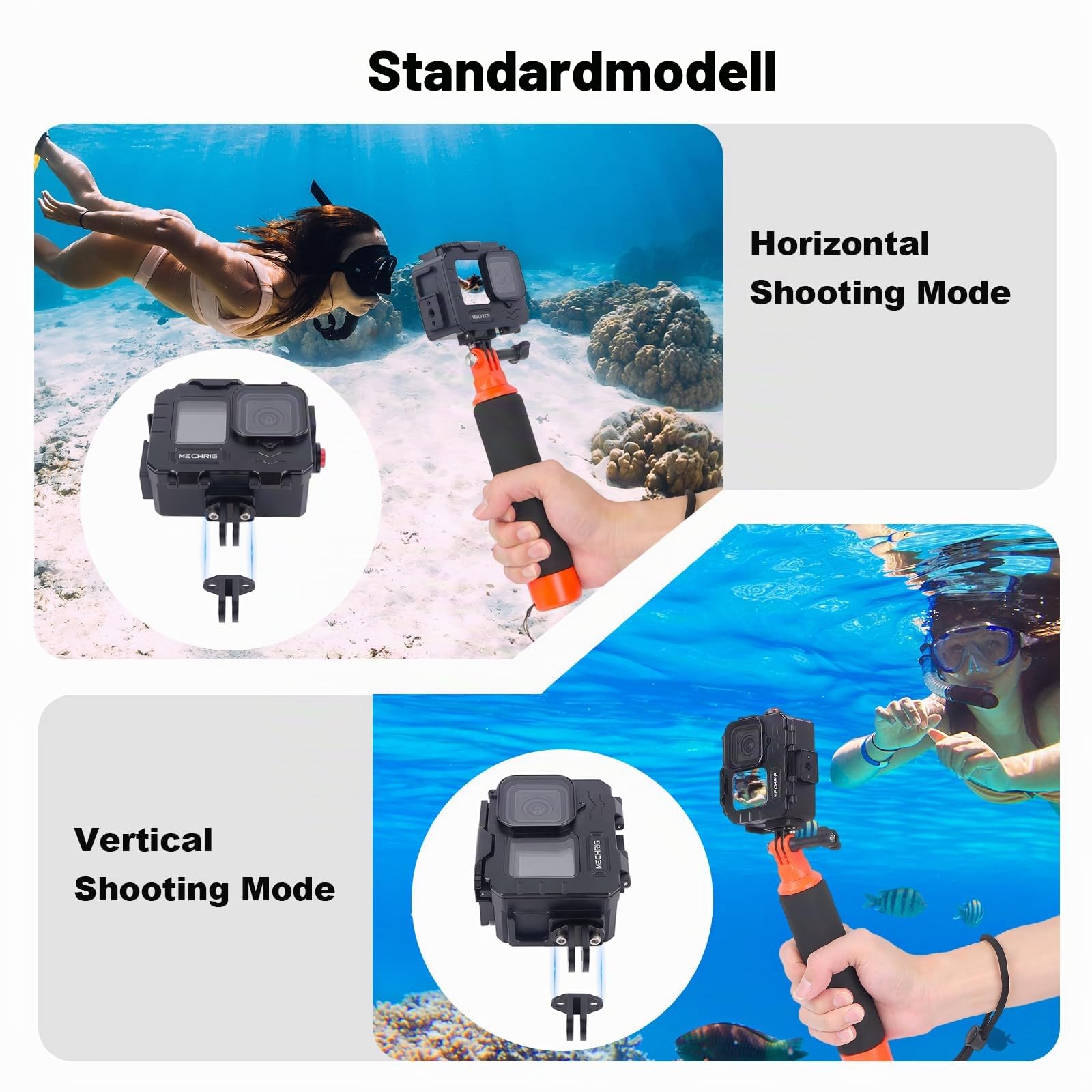 Wasserdichtes Aluminiumgehäuse für GoPro HERO13/HERO12/HERO11/HERO10/HERO9 Action-Kamera, 80 m tief, wasserdicht, Schalter (Standard-63071)