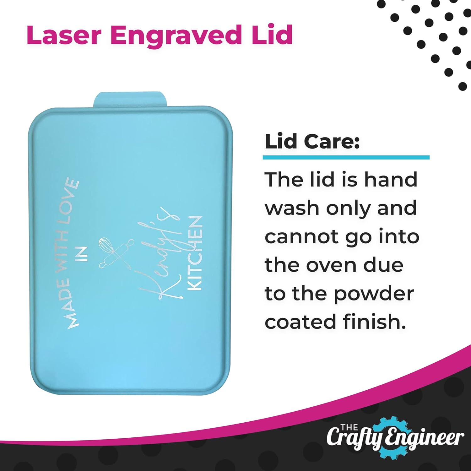 The Crafty Engineer Personalized Baking Dish Laser Engraved - 9x13 Durable Personalized Bakeware - Unique Made with Love Design, Ideal Gift for Cooking Enthusiasts - (Copper)