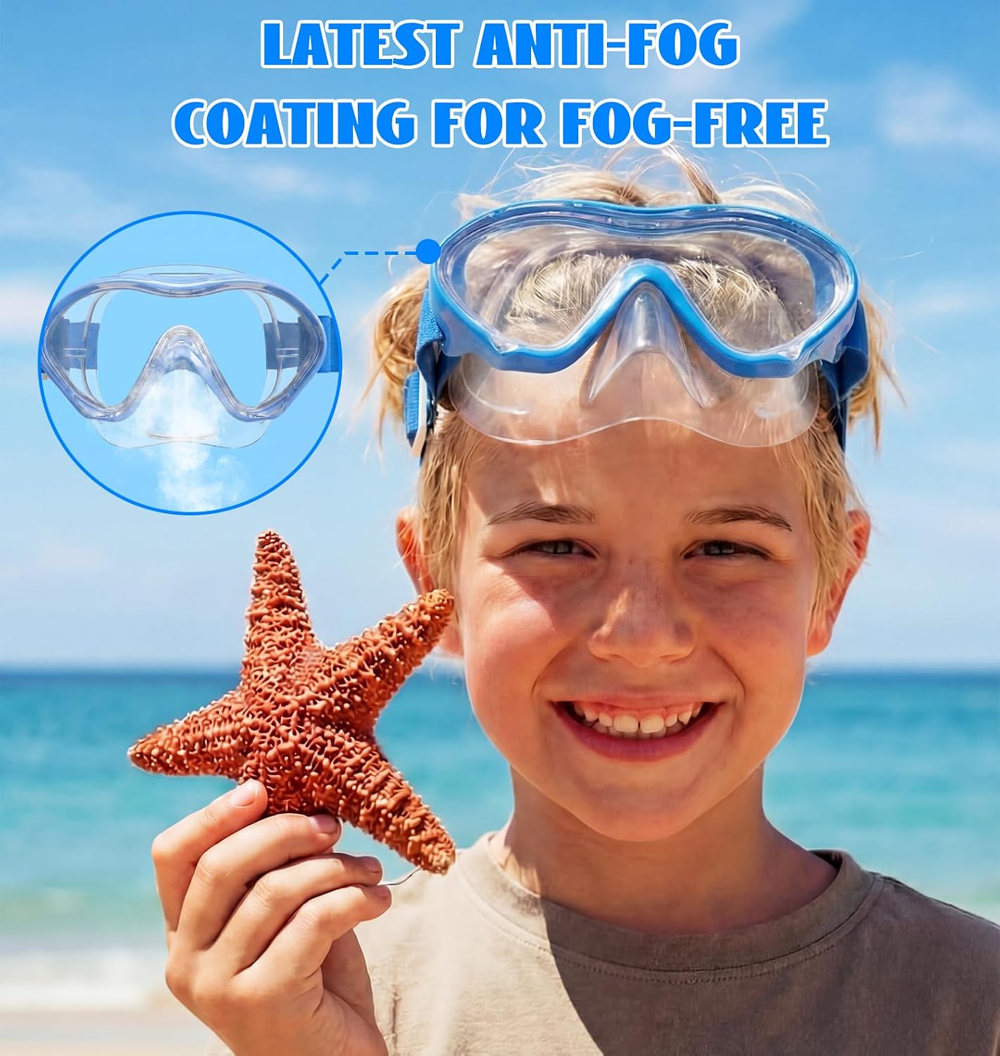 Aegend 2 Pack Kids Swim Goggles with Nose Cover for Kids 3-15, Knitted Fabric Strap, Anti-Fog 180° Clear View No Leak