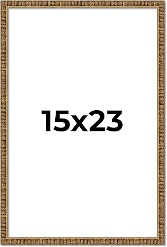 Marco Kingsley dorado de 15 x 23 pulgadas, marco de madera maciza envejecida, ancho de 0.75 pulgadas Profundidad del marco interior de 0.5 pulgadas