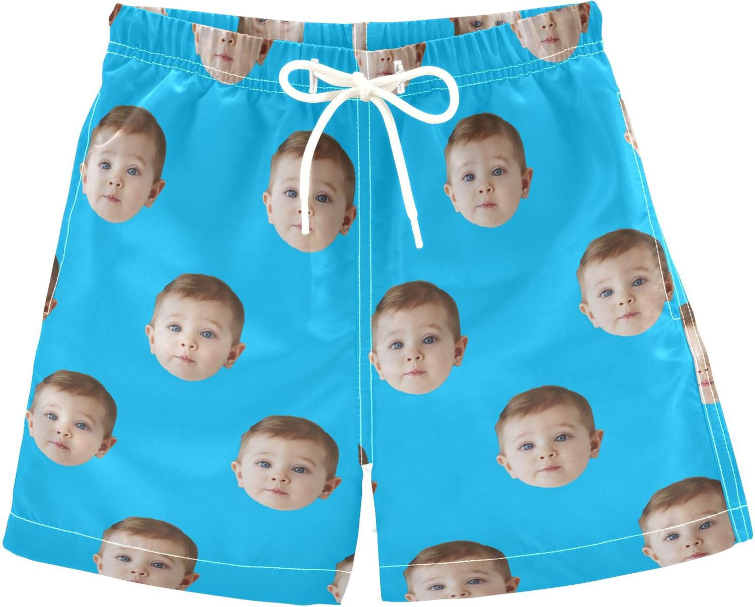 Steel Blue Custom Boys Swim Trunks for 2-14 Years Personalized Swim Beach Shorts Baby Kids Swimwear Board Shorts