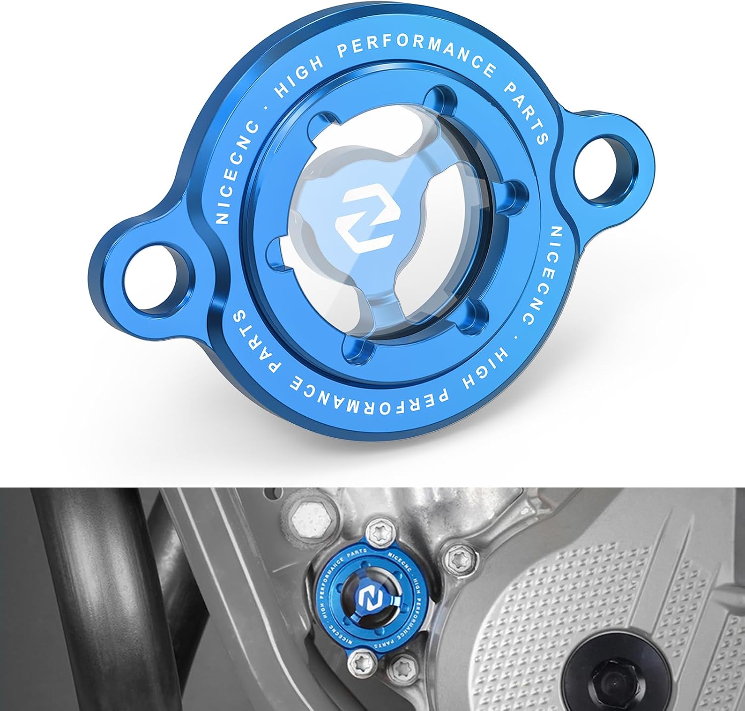NICECNC Blue Transparent Oil Filtrar Cover Compatible with GASGAS MC250F MC350F MC450F 2021-2023 EX 250F EX350F EX450F 21-23 Compatible with Husqvarna FC 250 FC 350 14-23 FC 450 16-23 See Fitment