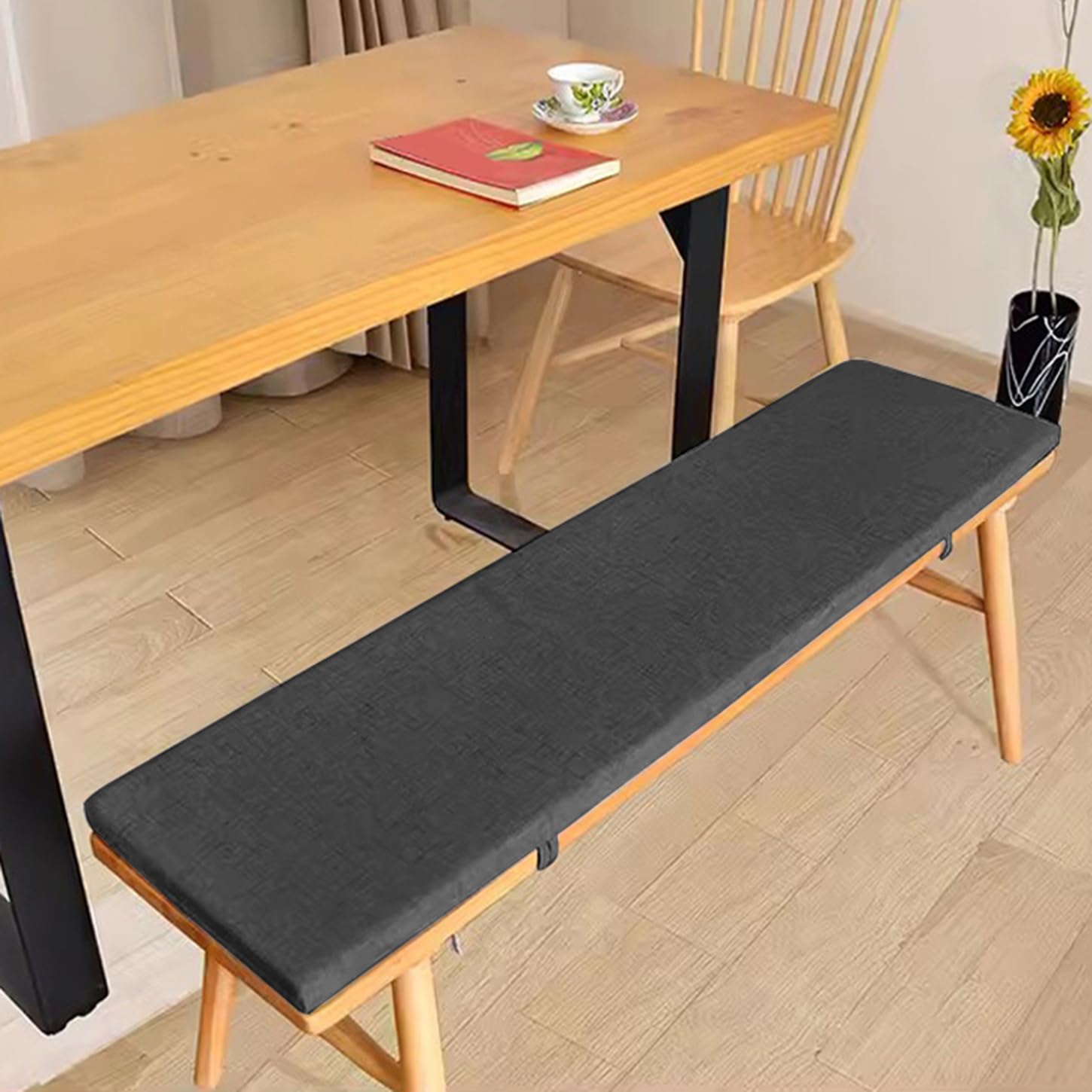 Coussin doux 2/3 places haut de gamme noir 120 x 45 cm pour table et terrasse