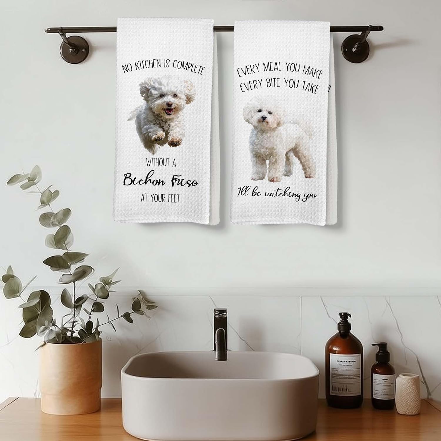 Funny Bichon Frise Kitchen Towels Set of 2, Dog Decor Dish Towels, Dogs Gifts for Dog Lovers Women, Funny Every Meal You Make Every Bite You Take Tea Hand Towel for Kitchen Decor 16x24 Inch - Image 6