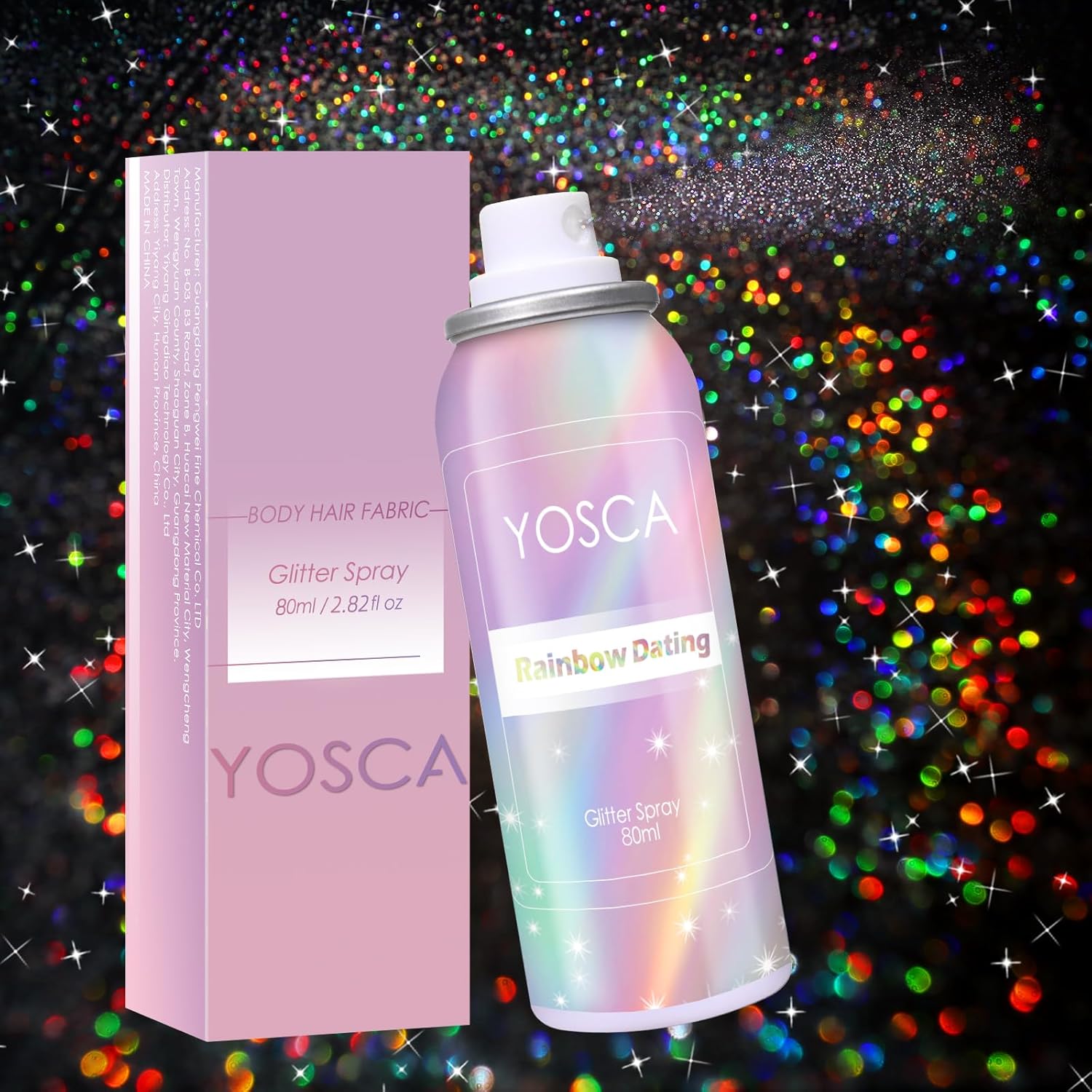 Yosca Body Glitter Spray, 80ML Holographic Silver Glitter Hairspray, Quick-Drying and Long-Lasting Shiny Glitter Spray for Body Hair Sparkling Makeup Festival Concert Party Clothes Rave Accessories Yosca Body Glitter Spray, 80ML Holographic Silver Glitter Hairspray, Quick-Drying and Long-Lasting Shiny Glitter Spray for Body Hair Sparkling Makeup Festival Concert Party Clothes Rave Accessories