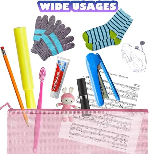 Vista 23 de LEOBRO 20 bolsas con cremallera, bolsas de malla A4 con cremallera, bolsa impermeable, bolsas de malla para organización del aula, almacenamiento