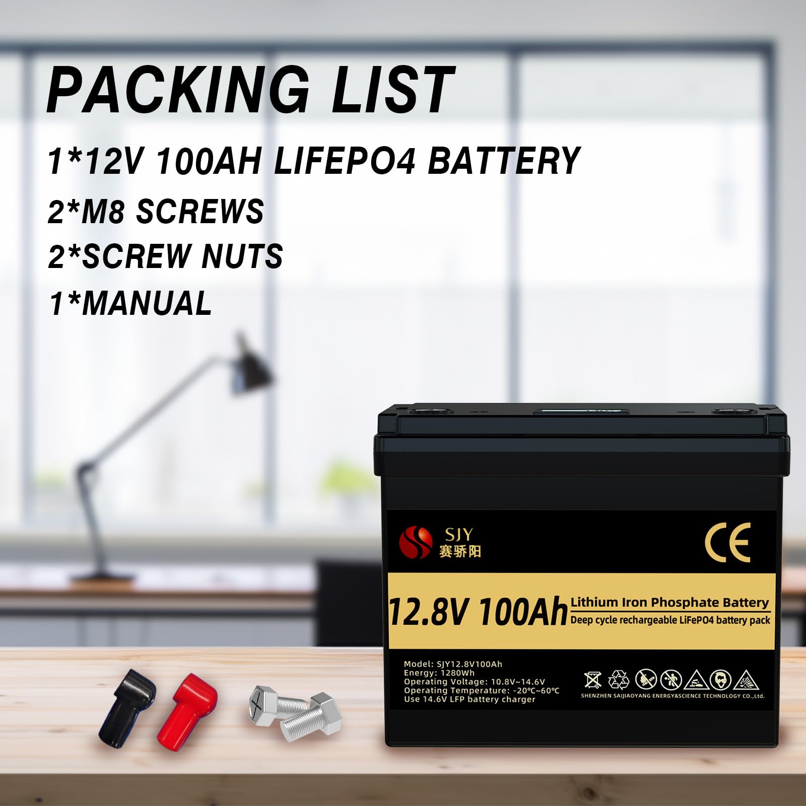 12V 100Ah LifePO4 Zawiera Bluetooth i ładowarkę 10A, Akumulator Litowy z 100A BMS Głęboki Cykl Klasa A Bateria LiFePO4 z LCD Idealny do Off-Grid, RV, Systemu Solarnego, Łódźi, Kampera