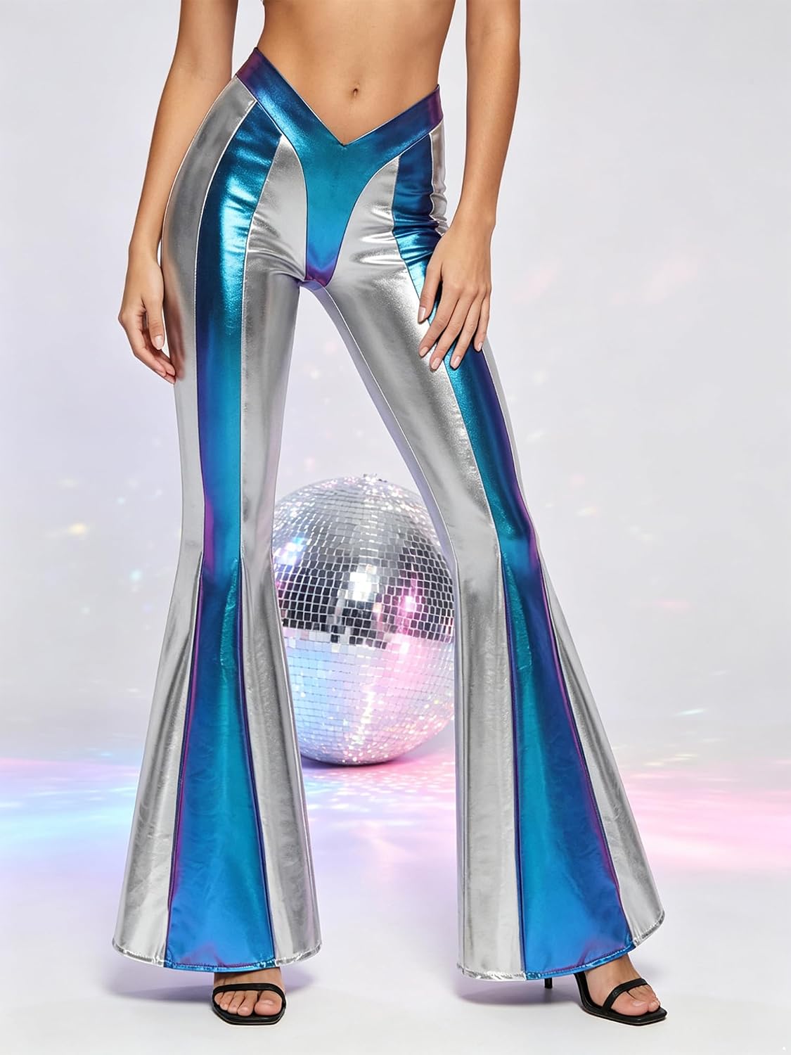 ACSUSS Women Skinny Bell Bottom Trousers Hip Hop Costume