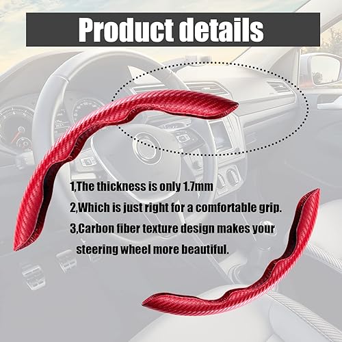 Miniatura 8 de 2 fundas antideslizantes de fibra de carbono para volante de automóvil, protector de volante segmentado, accesorio universal seguro y antideslizante