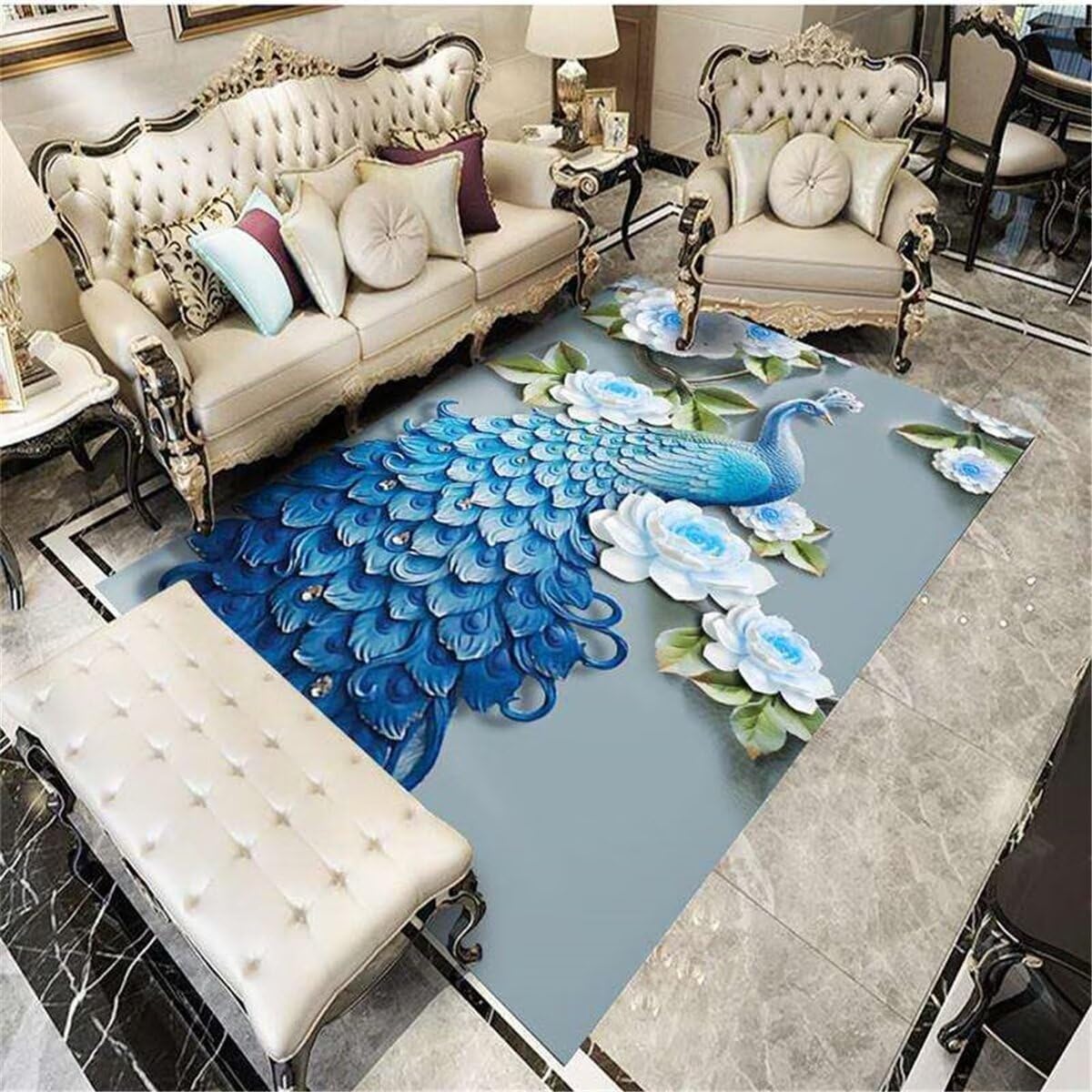 Tapis pour enfants bleu 120x160 lavable tapis ado garcon pour salon moderne